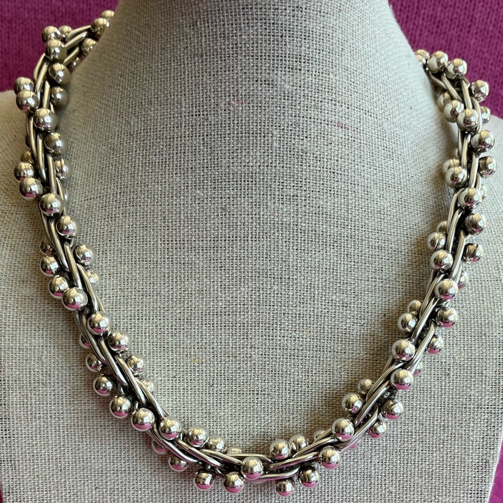 Sterling Silver Barbell Link Choker - Picture 2 of 16